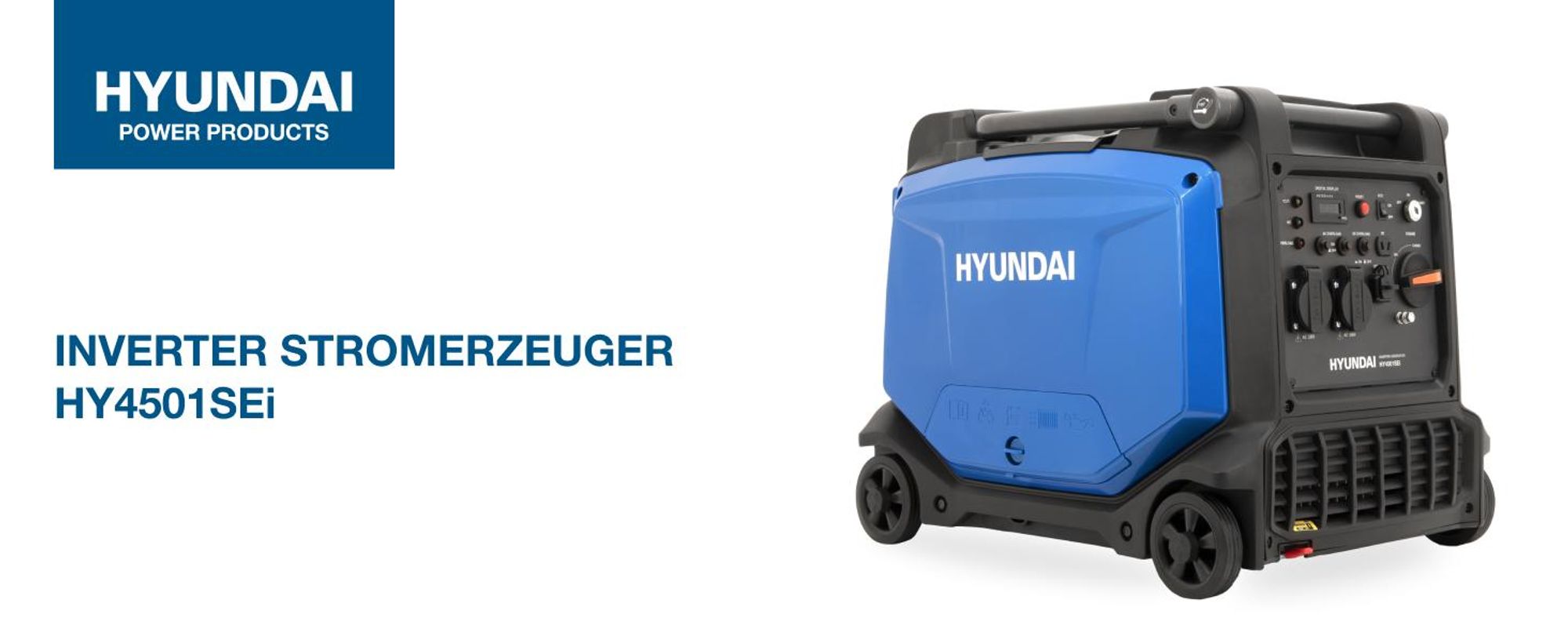 HYUNDAI Inverter Stromgenerator HY4501SEi 4,5 kW Benzin Stromerzeuger mit E-Start, 4,0 kW Dauerleistung, Notstromaggregat, 2x 230V, 12V, USB, SINUS-Strom