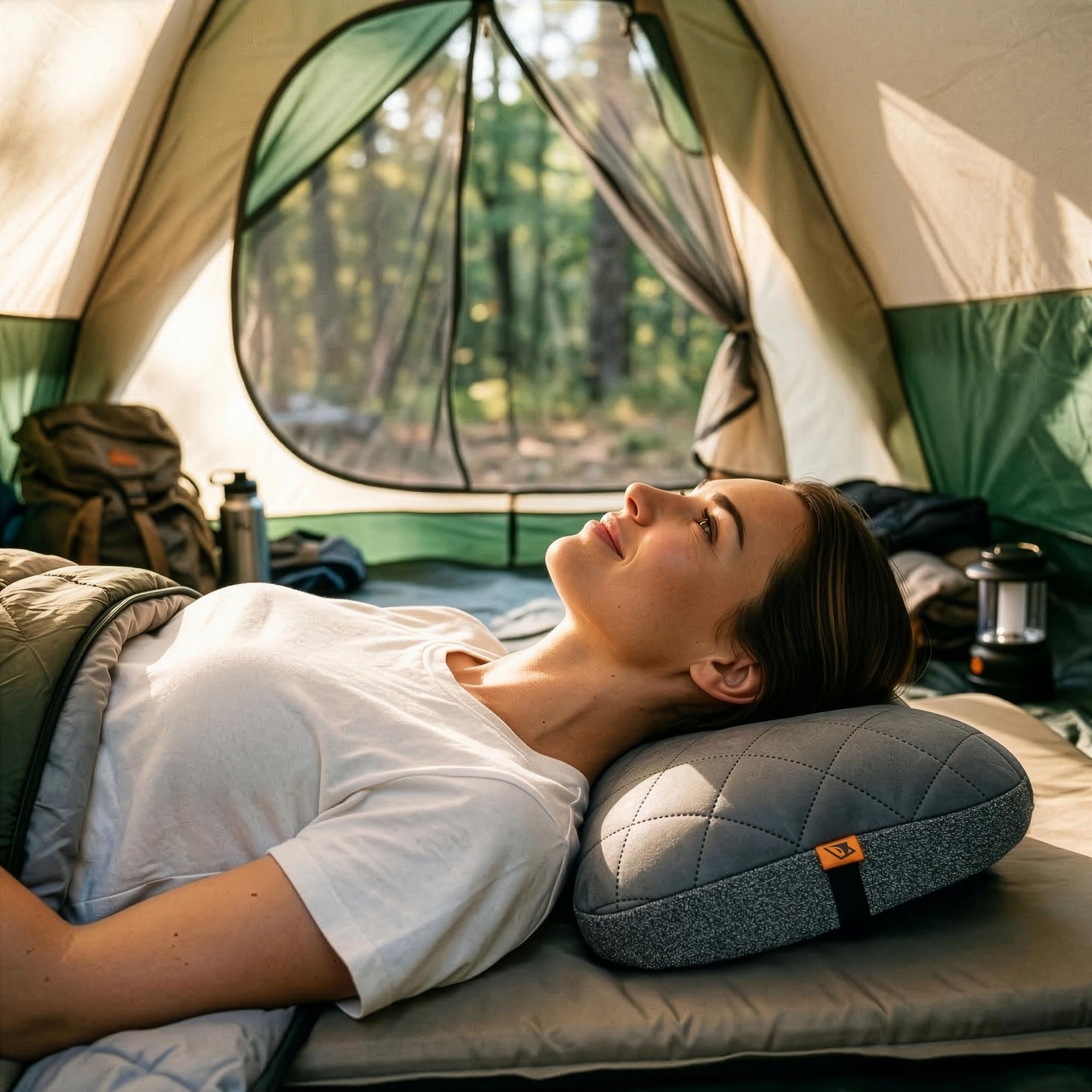 Aufblasbares Reisekissen Campingkissen EVI SPORT AirIQ - Kopf & Nackenkissen für Reise Flugzeug Auto, Grau