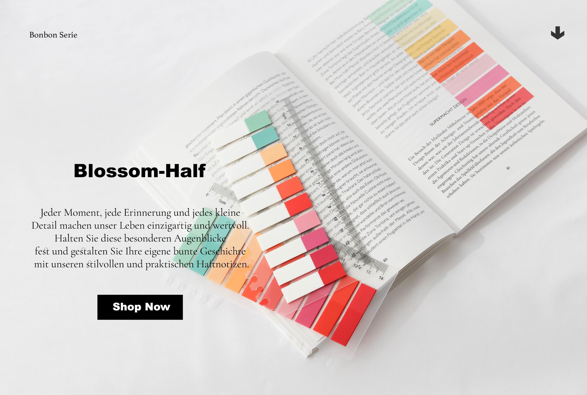 Ordinate-Blossom Half | Ordinate 200 Stück Sticky Notes | Transparent Haftnotizen zum Markieren | Haftstreifen | Ästhetischer Haftnotizzettel
