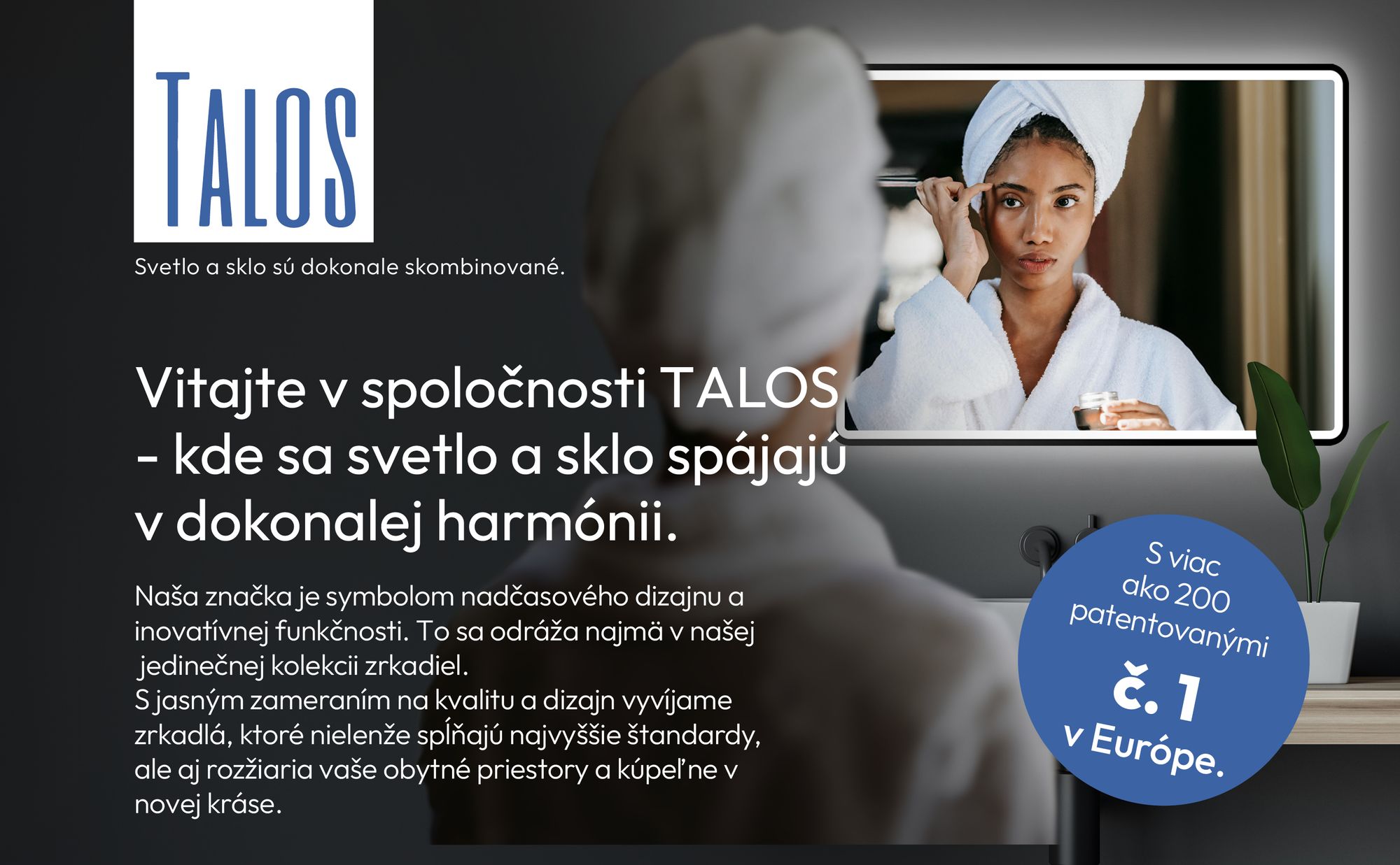 Kúpeľňové zrkadlo LED TALOS 80x60 cm - kúpeľňové zrkadlo vhodné do vlhkých miestností s osvetlením matný čierny hliníkový rám nástenné zrkadlo svetelný rám