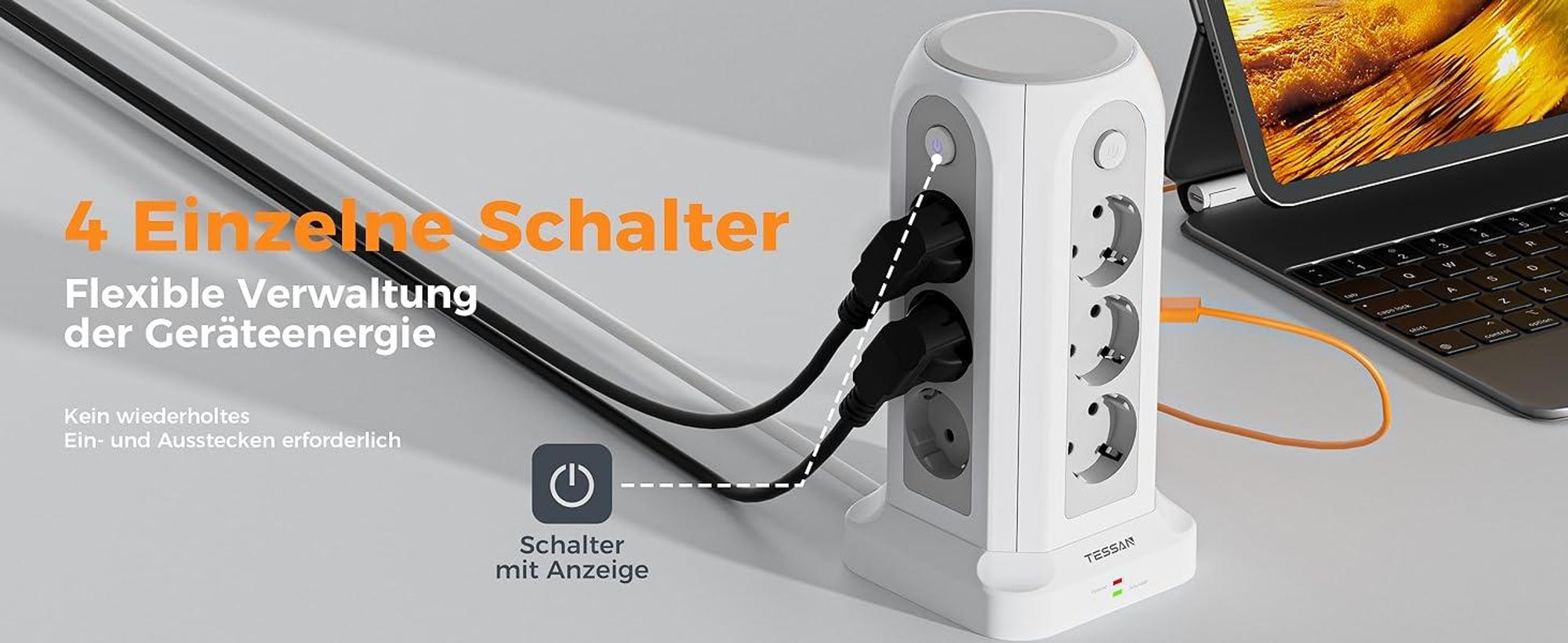Mehrfachsteckdose mit Einzelnen Schalter