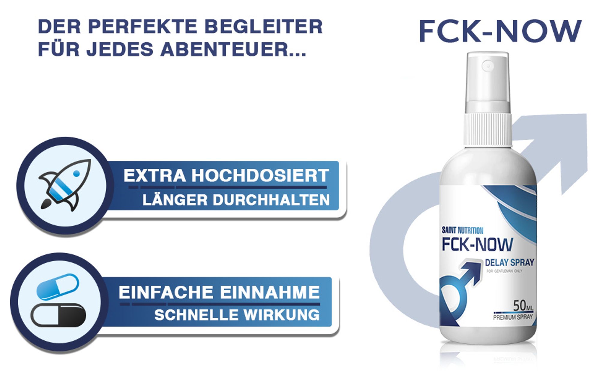 Saint Nutrition® FCK NOW – Delay Spray – for Men – Verzögerungsspray - Sofortwirkung – bessere Leistung – Spaß zu zweit – länger durchhalten Mann