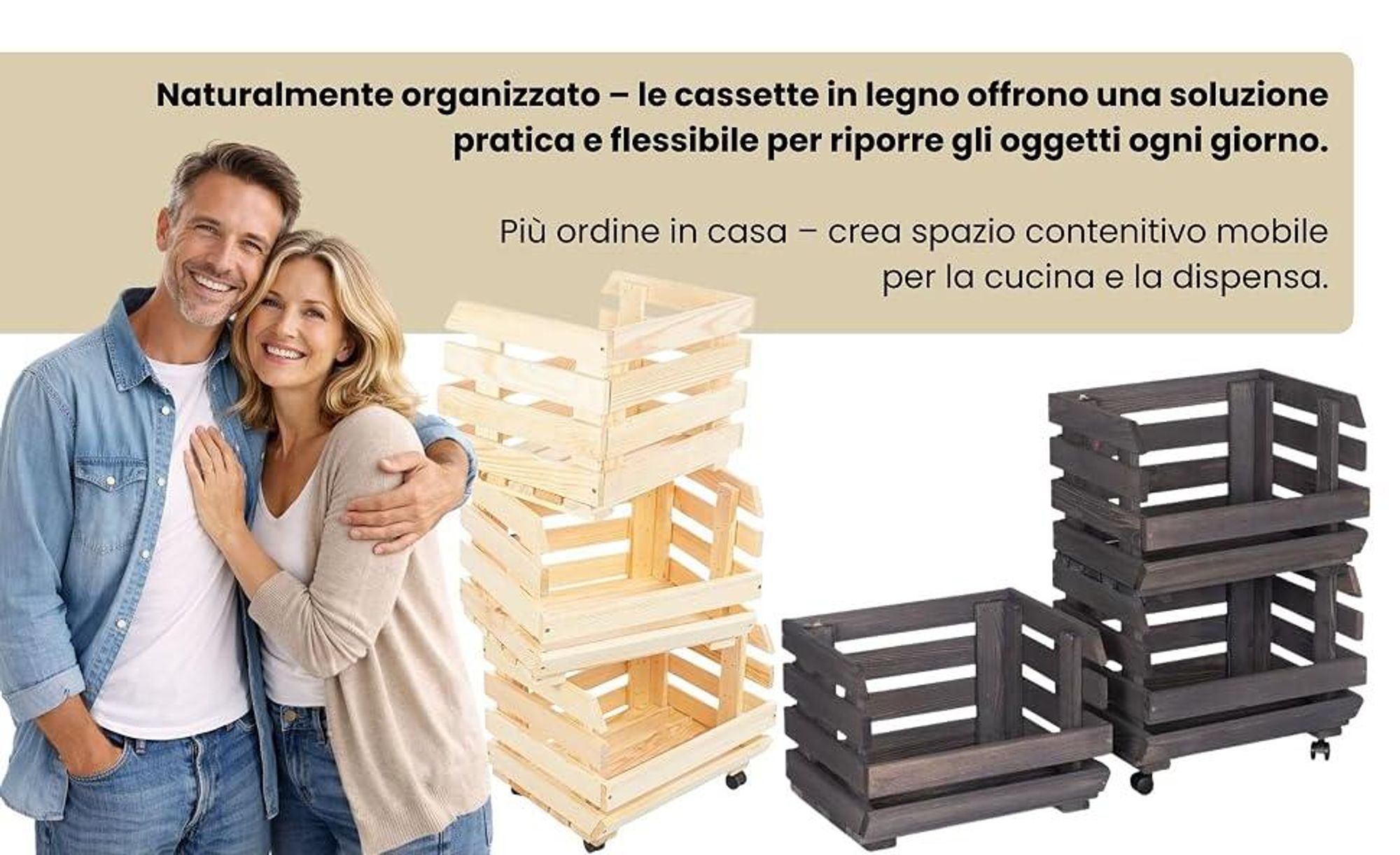 STOLMAK Cassetta Porta Verdura In Legno Con Ruote 37x79x30 cm Scaffale Porta Patate Frutta E Verdura 3 Livelli Con Ceste Impilabili Marrone