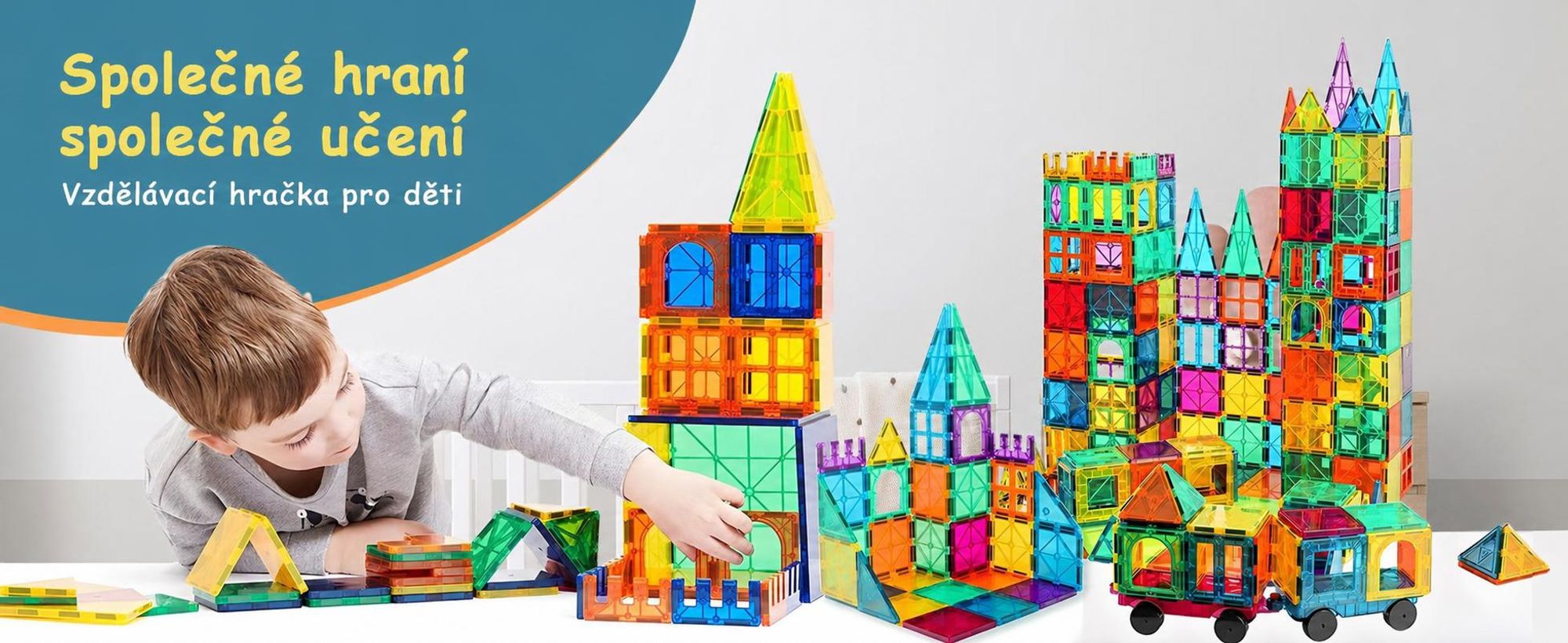 Olvy magnetické stavebnice 74 dílků - Montessori stavebnice od 3 let, magnetické kostky pro děti, kompatibilní s Magna Tiles & Connetix