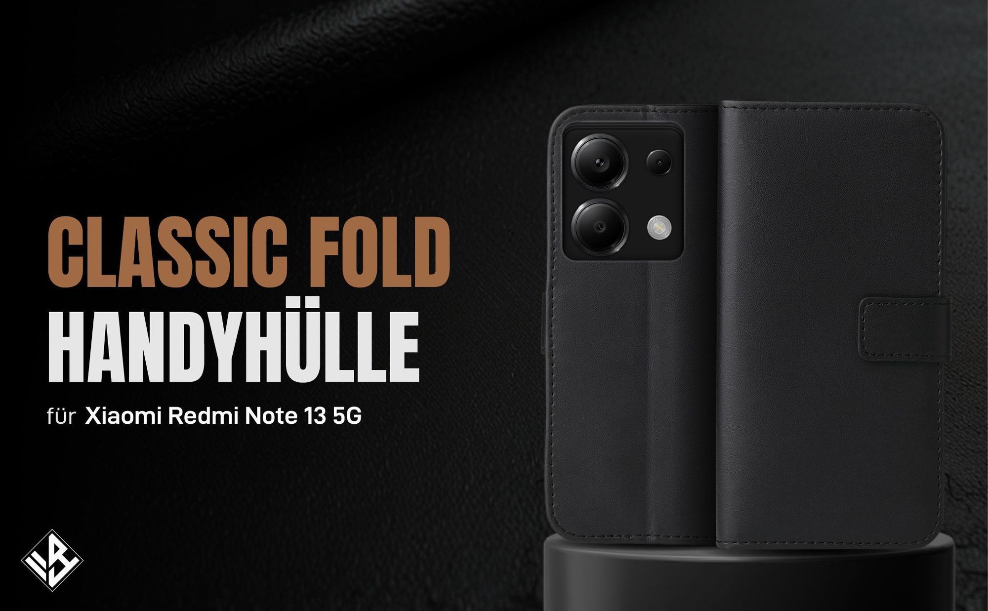 Schwarze Klapphülle für Xiaomi Redmi Note 13 5G mit Wallet-Funktion