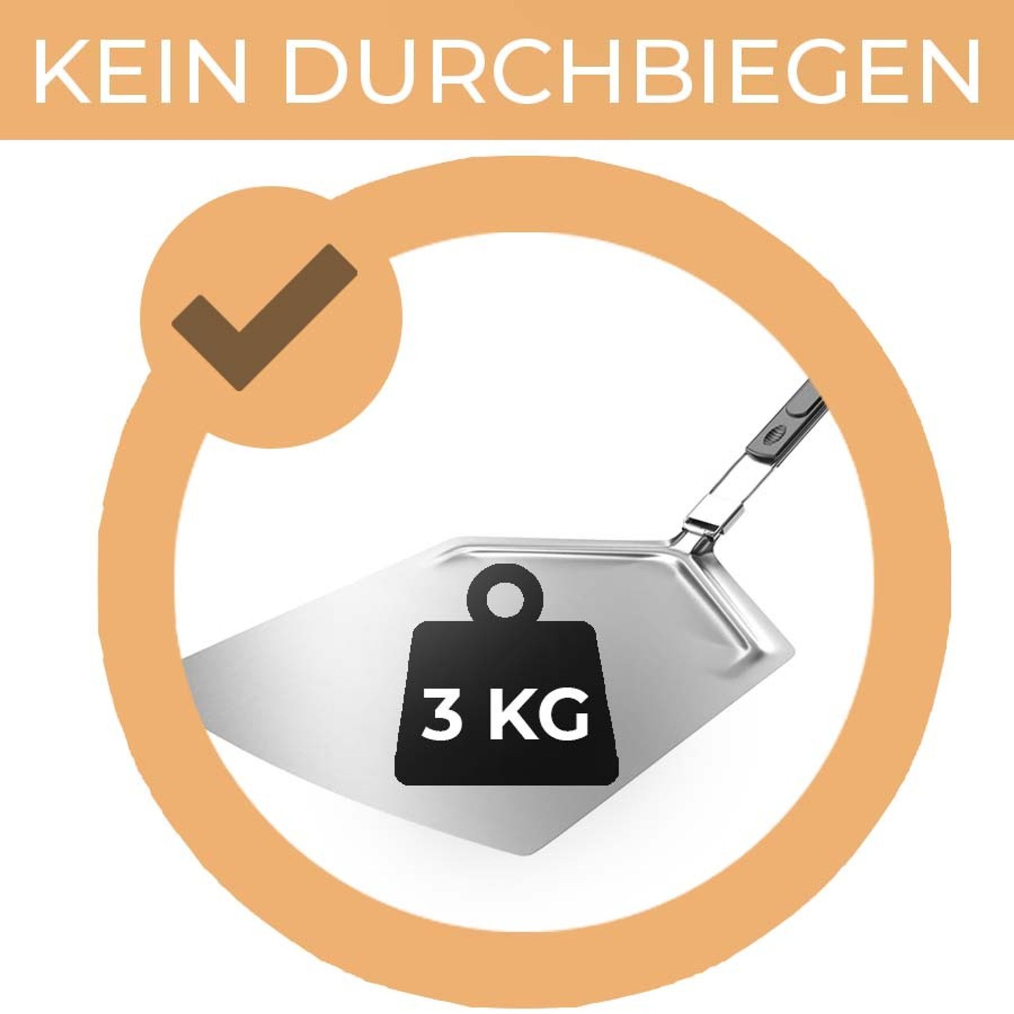 Pizzaschieber Edelstahl - Extra große Schaufel (33 x 38 cm) - Premium Pizzaschaufel mit extrem stabiler Form und praktisch faltbarem Griff - Pizzahebe