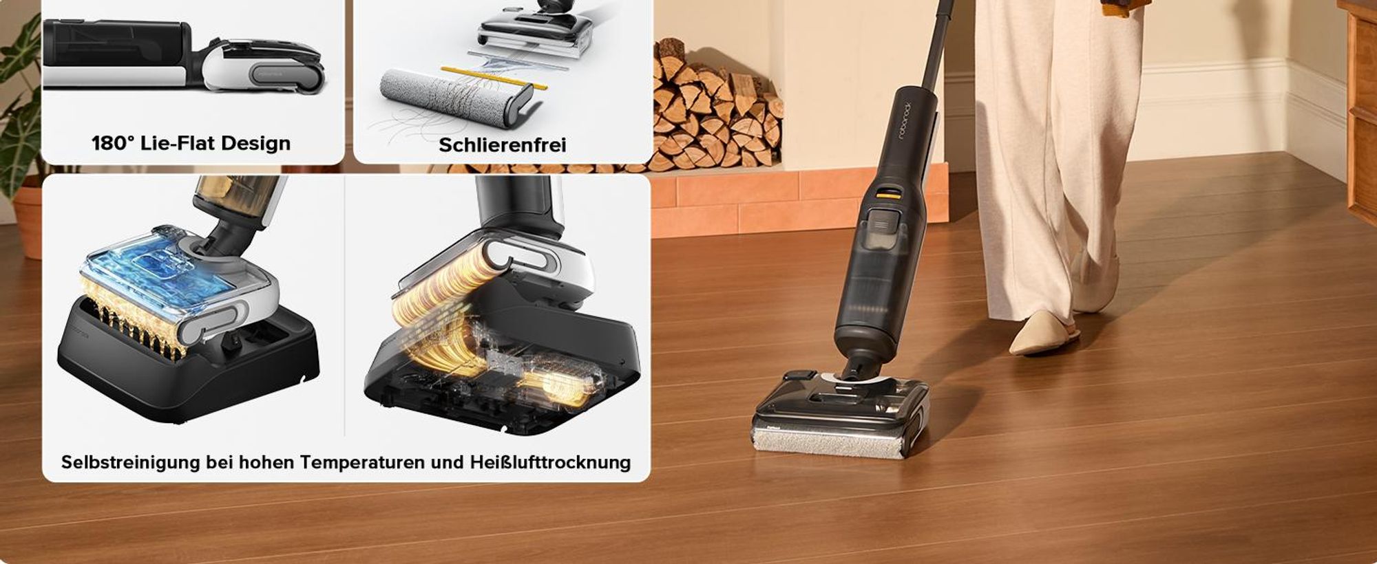 Roborock F25 LT Nass-Trocken-Sauger 20000 Pa, 90°C Hochtemperatur-Selbstreinigung & und schnelle Heißlufttrocknung, 180° flachliegende