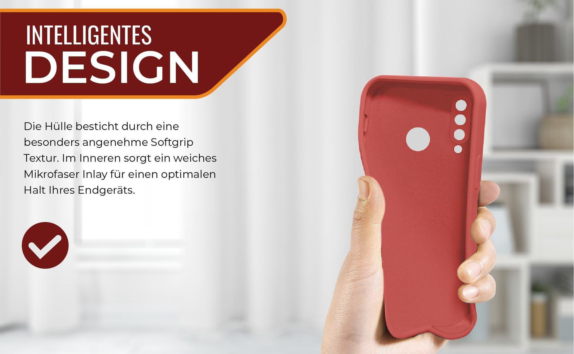 Slimcover in Rot für Huawei P30 Lite mit Mikrofraser Inlay