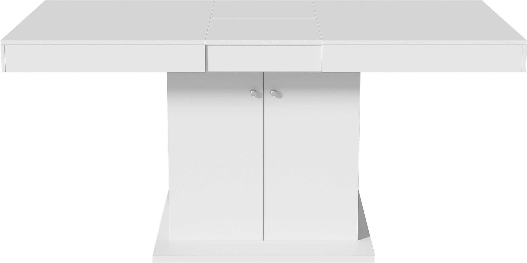 Flieks Ausziehbarer Esstisch Küchentisch mit Schrank, Rechteckig Esszimmertisch mit Stauraum, Ausziehbar Dehnbar Tisch, 140/180x80x76cm, Weiß