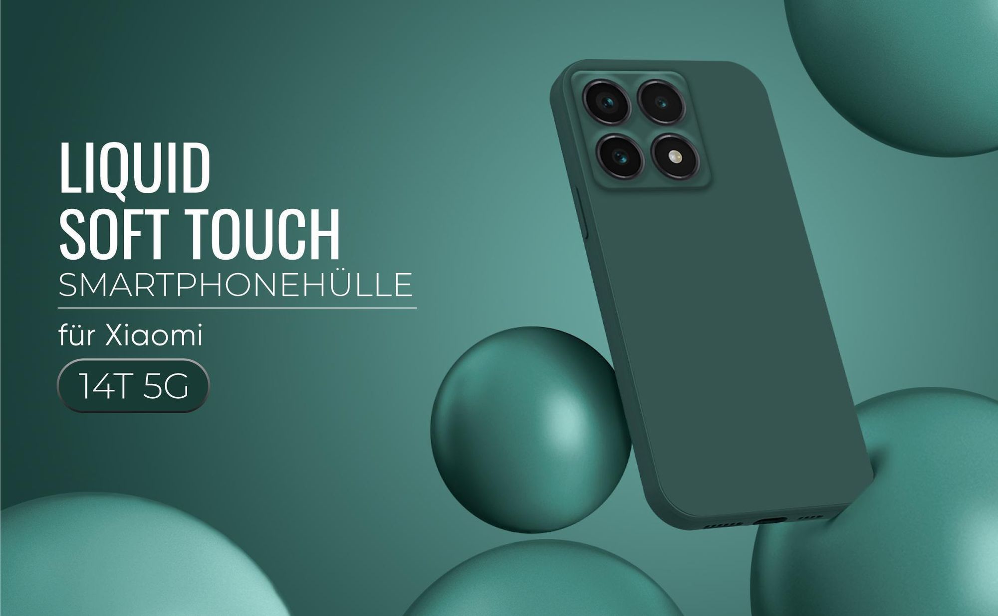 Liquid Soft Touch Smartphone Hülle in Grün für Xiaomi 14T