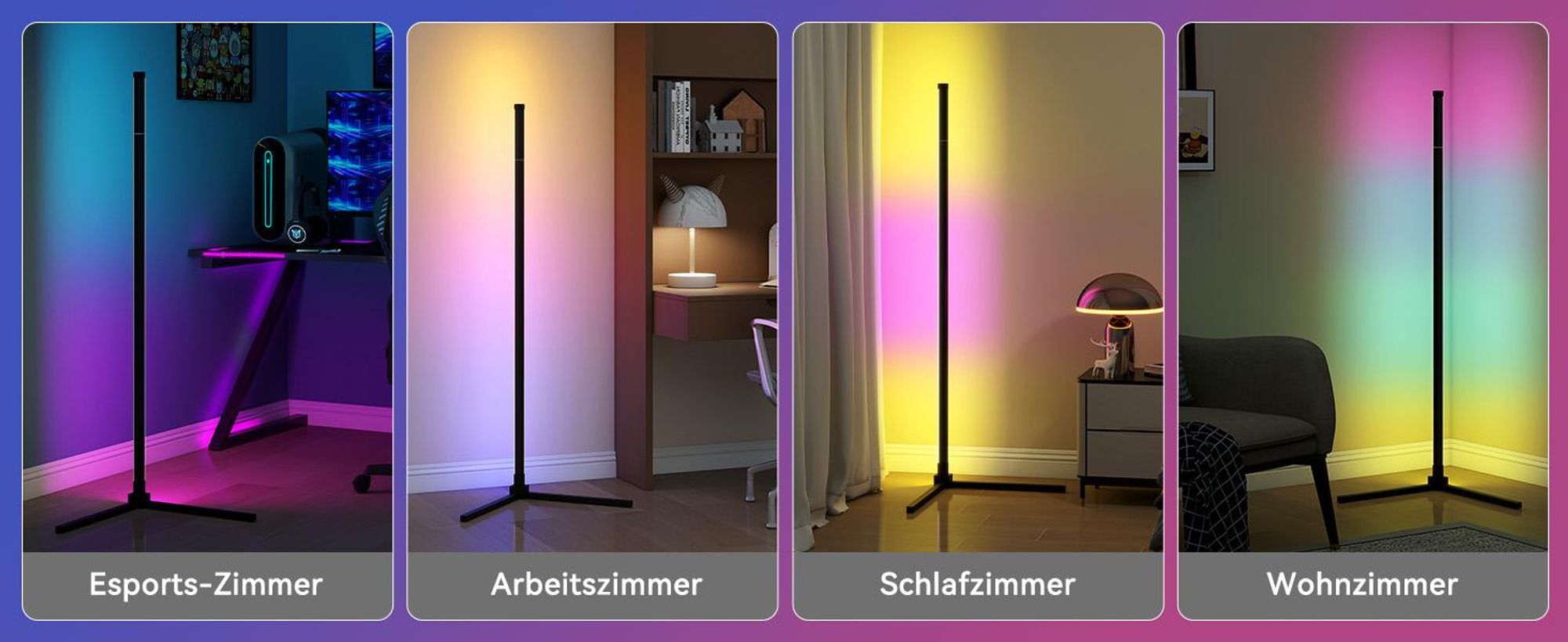 Puluomis LED Stehlampe Stehleuchte RGB Dimmbar mit Musik-Synchronisation, Timer, Atmosphäre Lampe Eck Standleuchte Standlampe APP/Fernbedienung/Kabel