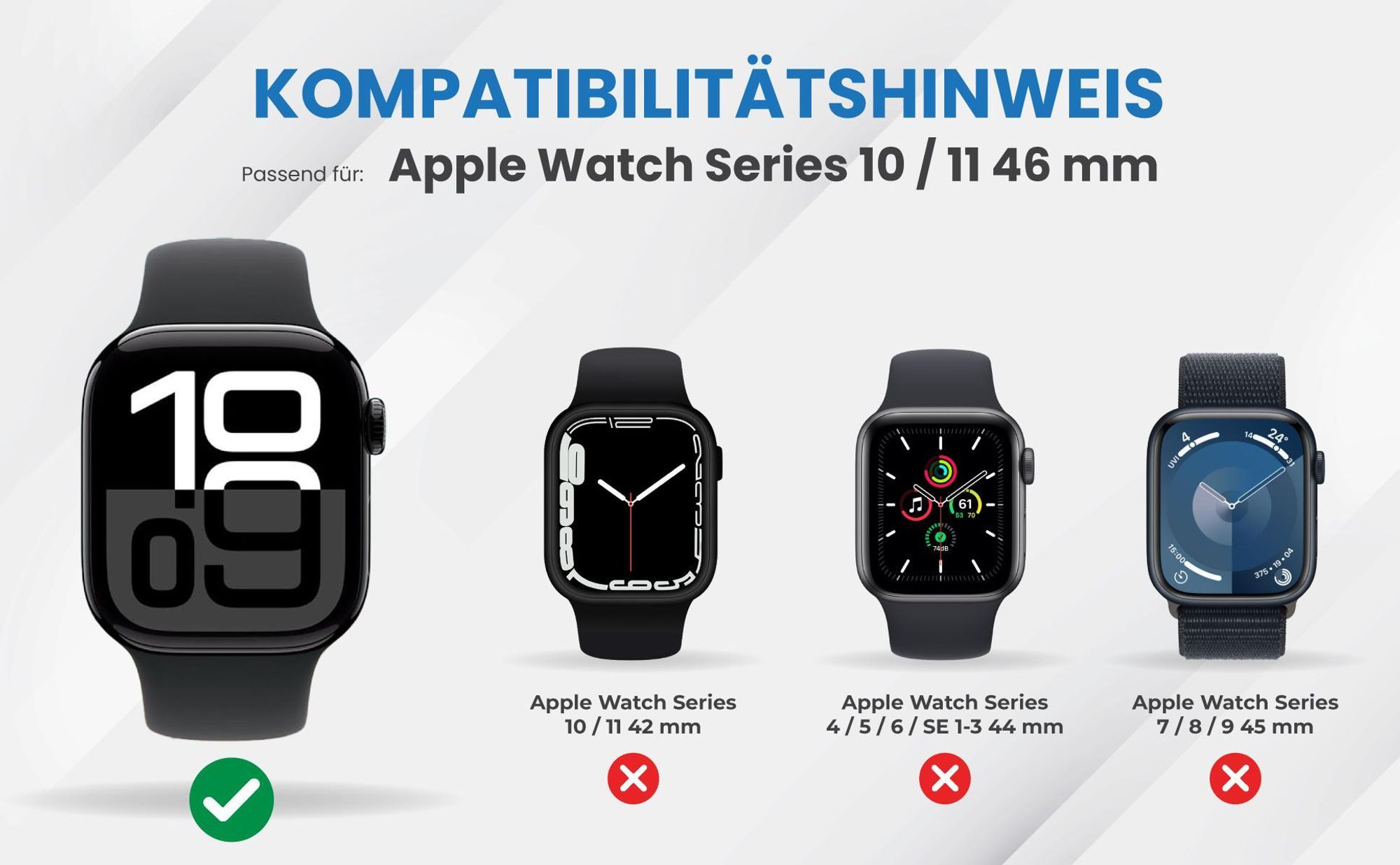 Kompatibilitätshinweise Hülle für Apple Watch Series 10 / 11 46 mm