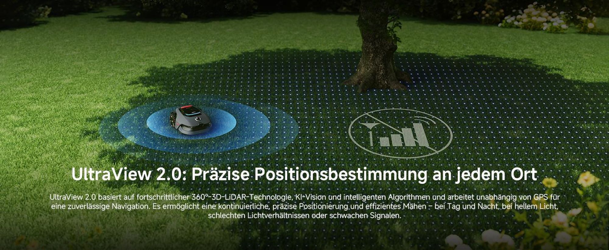 MOVA LiDAX Ultra 1200 (inkl. Garage) – RTK Mähroboter bis 1200㎡, 3D-LiDAR & AI Vision, Präzise Navigation, 5 cm Kantenschnitt