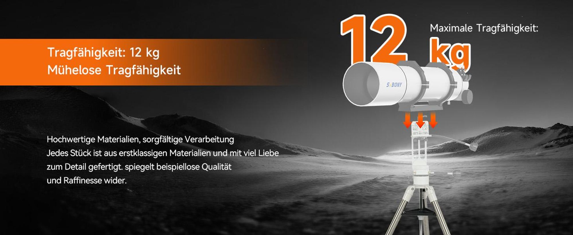 Svbony SV225T Astronomisches Teleskopstativ aus Aluminium, ausziehbares Stativ, tragbares Zubehör, kompatibel mit Alt-Azimut SV225