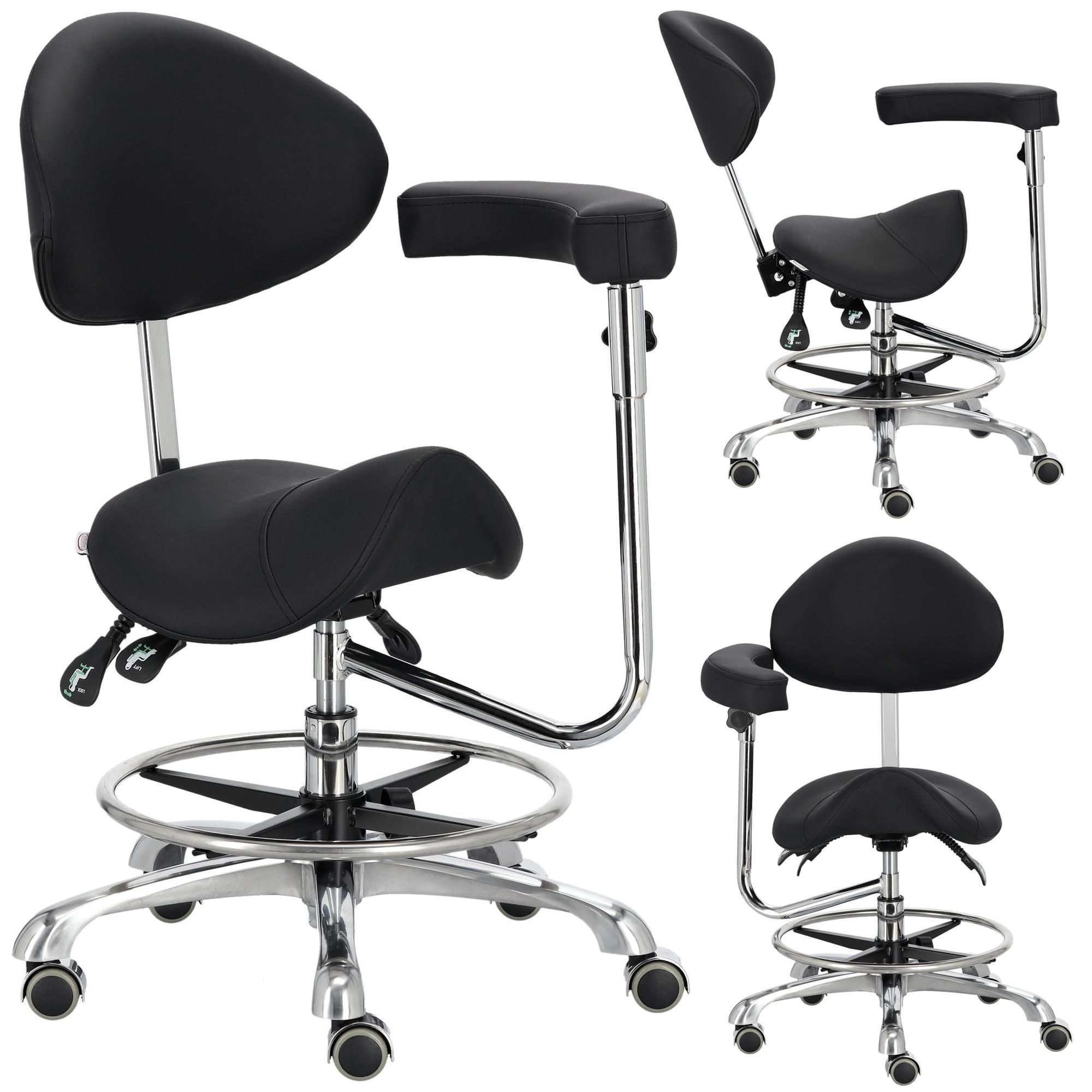 Cosmetische kapperskruk zadel met rugleuning en armleuning stoel barkruk SPA mobiel