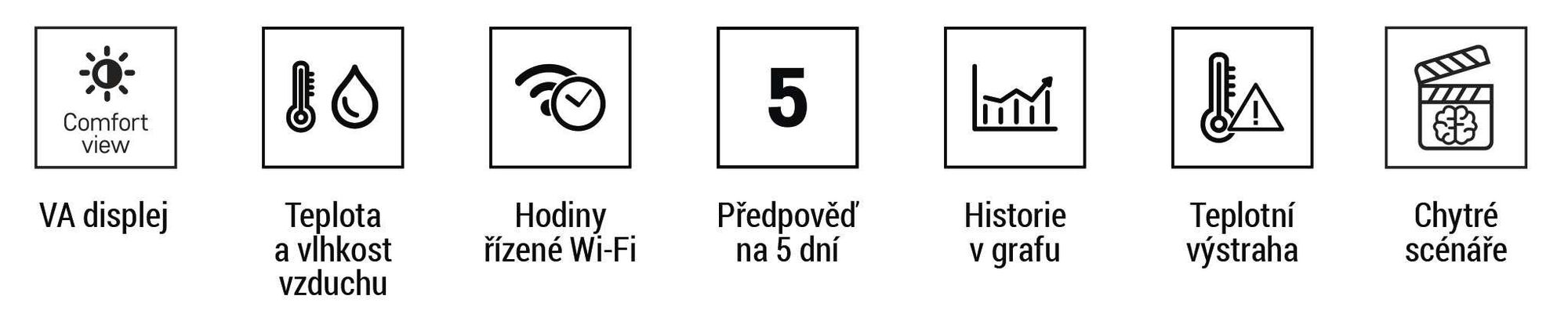 EMOS GoSmart Meteostanice WiFi s bezdrátovým venkovním čidlem a aplikací, barevný displej, předpověď na 5 dní; na bázi Tuya, Smartlife, adaptér