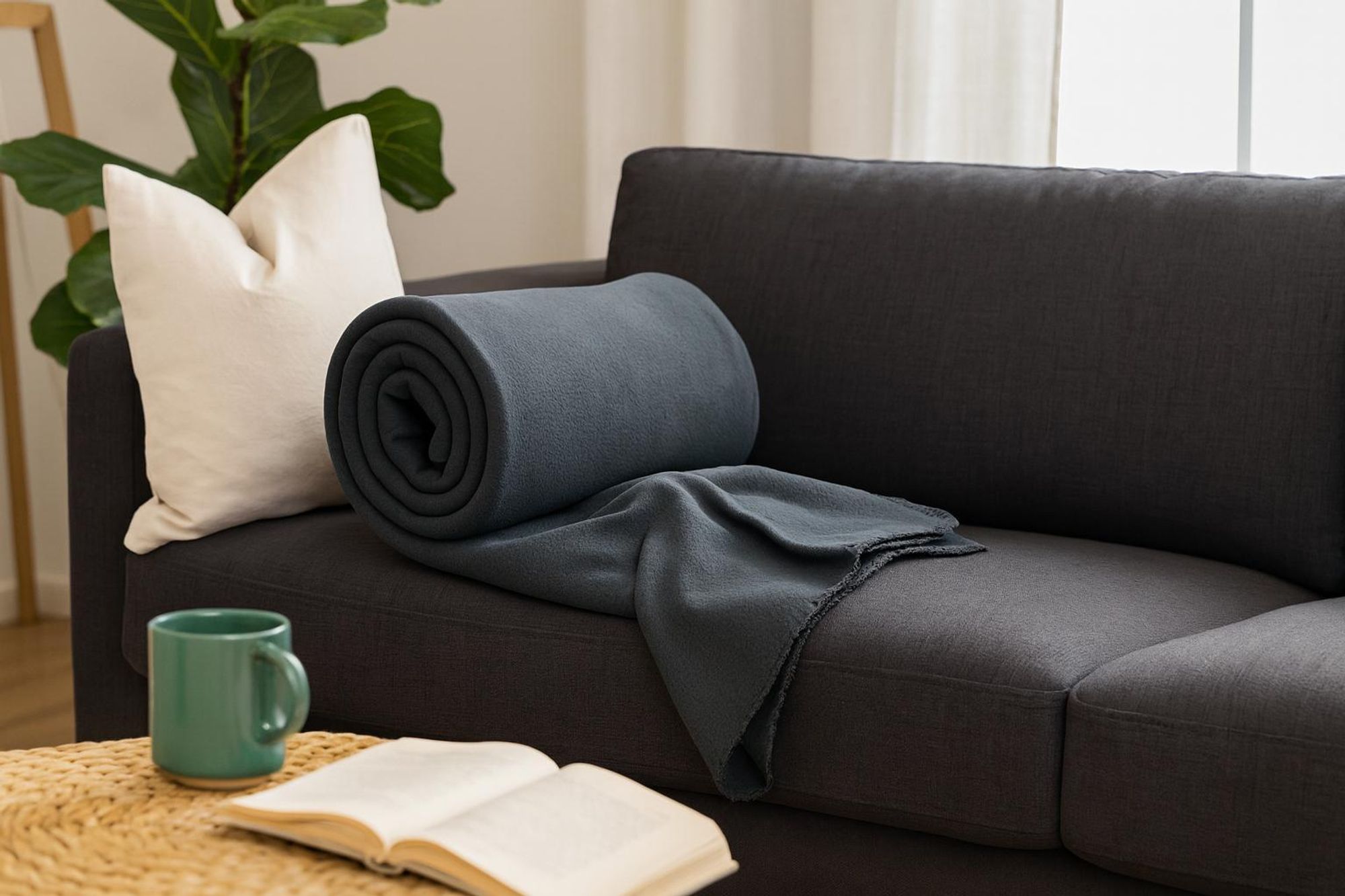 Betz Fleecedecke 3 Stück 130x170 cm 180g/m² – Wohndecke & Kuscheldecke – Flauschige Sofadecke Tagesdecke – Leicht, wärmend & pflegeleicht - anthrazit