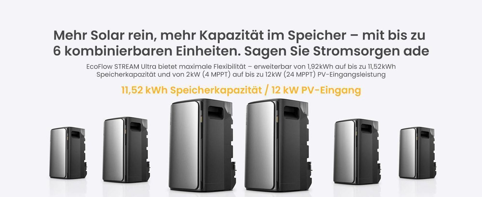 Powerness Balkonkraftwerk mit Speicher, EcoFlow STREAM Ultra & 2x AC Pro Erweiterungsakku & 4x 500W Module & 4x Fischer Fassadenhalterung