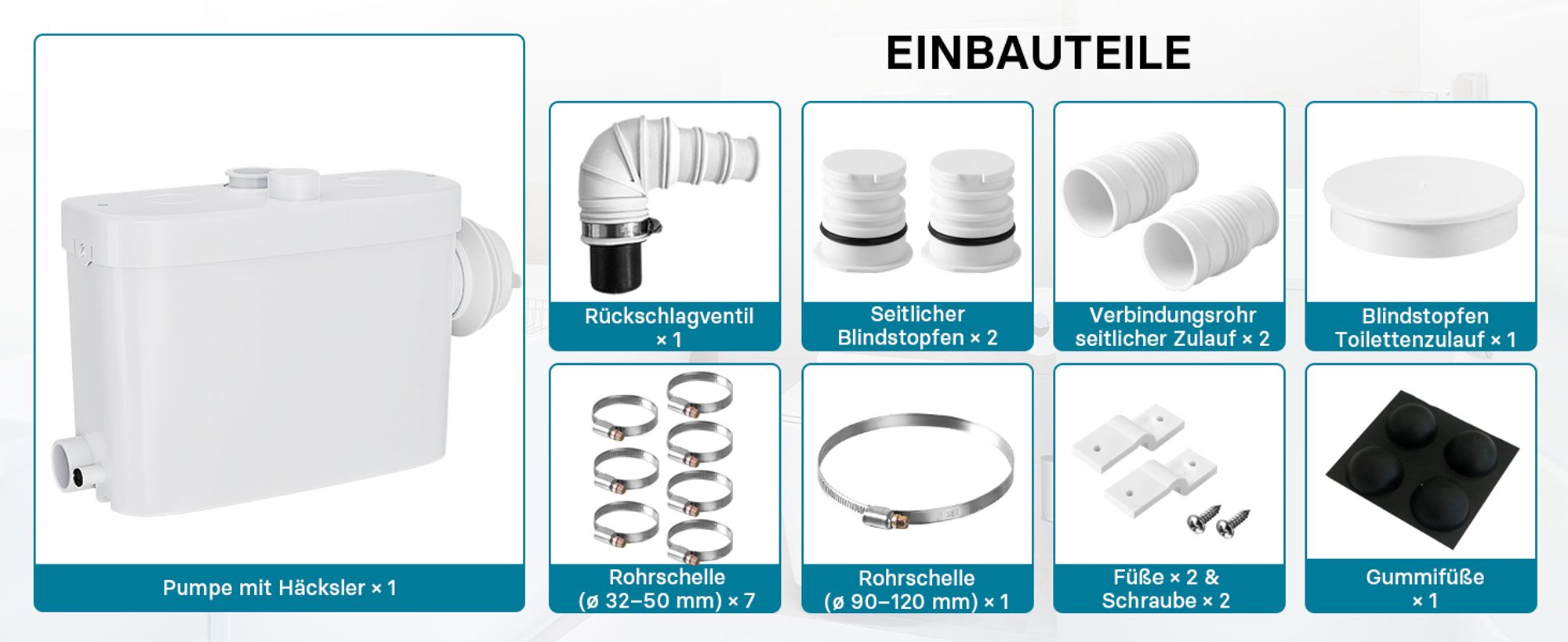 XPOtool 3/1 Kleinhebeanlage mit seitlichem Anschluss, Hebeanlage 450 W mit Häcksler, Abwasserhebeanlage bis 7,5 m, Fäkalienhebeanlage für WC und Dusche