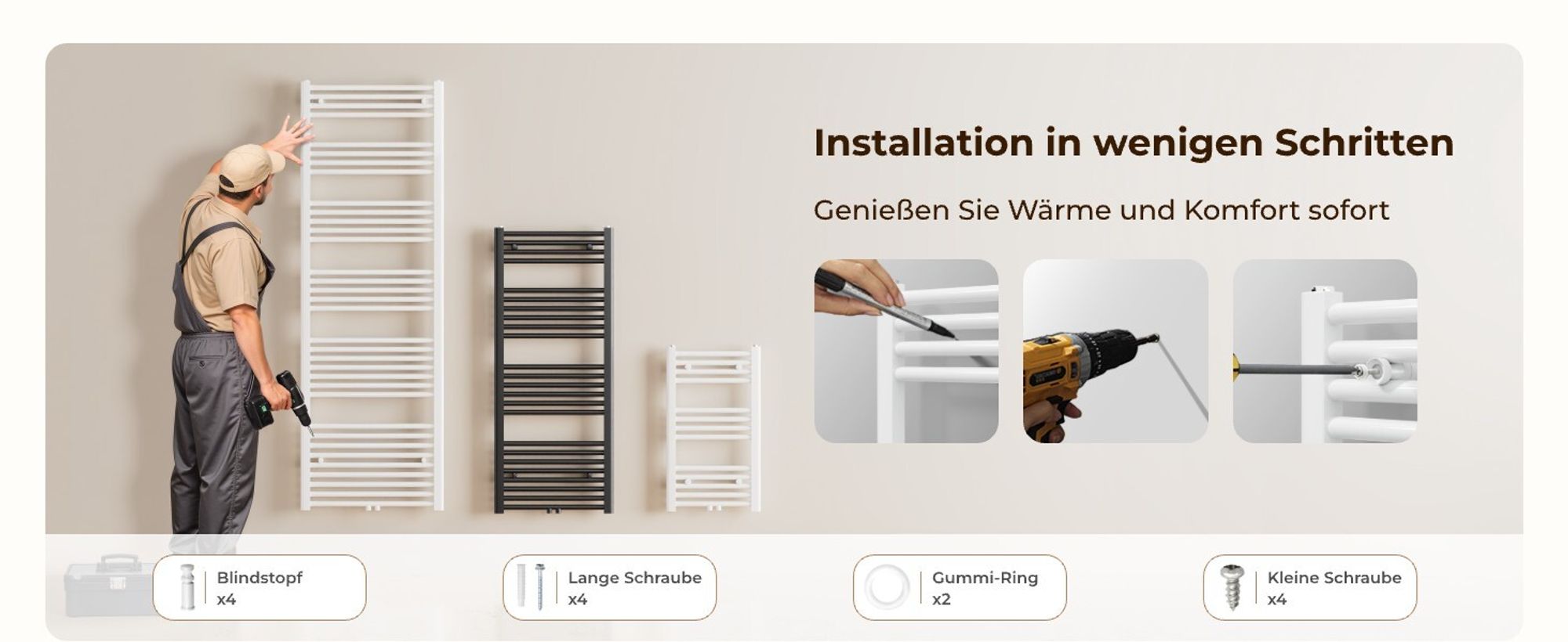 Heilmetz Badheizkörper 100 x 40 cm Weiß Handtuchtrockner Mittelanschluss Heizung Handtuchwärmer Heizkörper Bad Radiator für Zimmer 3㎡
