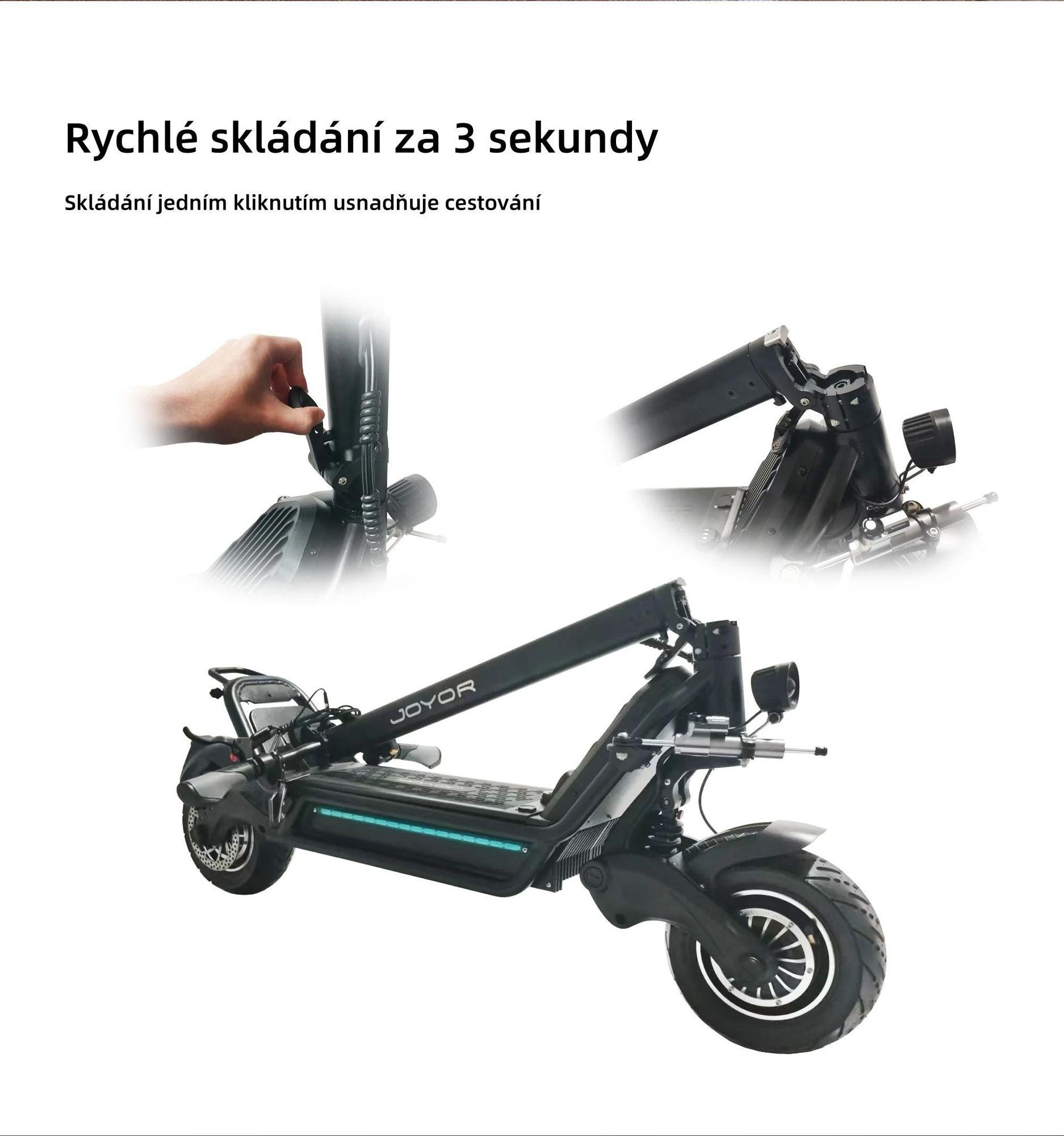 JOYOR E6-S Elektrokoloběžka - Motors 1600W*2 Baterie 60V31.5AH Dojezd 85KM Kotoučová Brzda - Černá