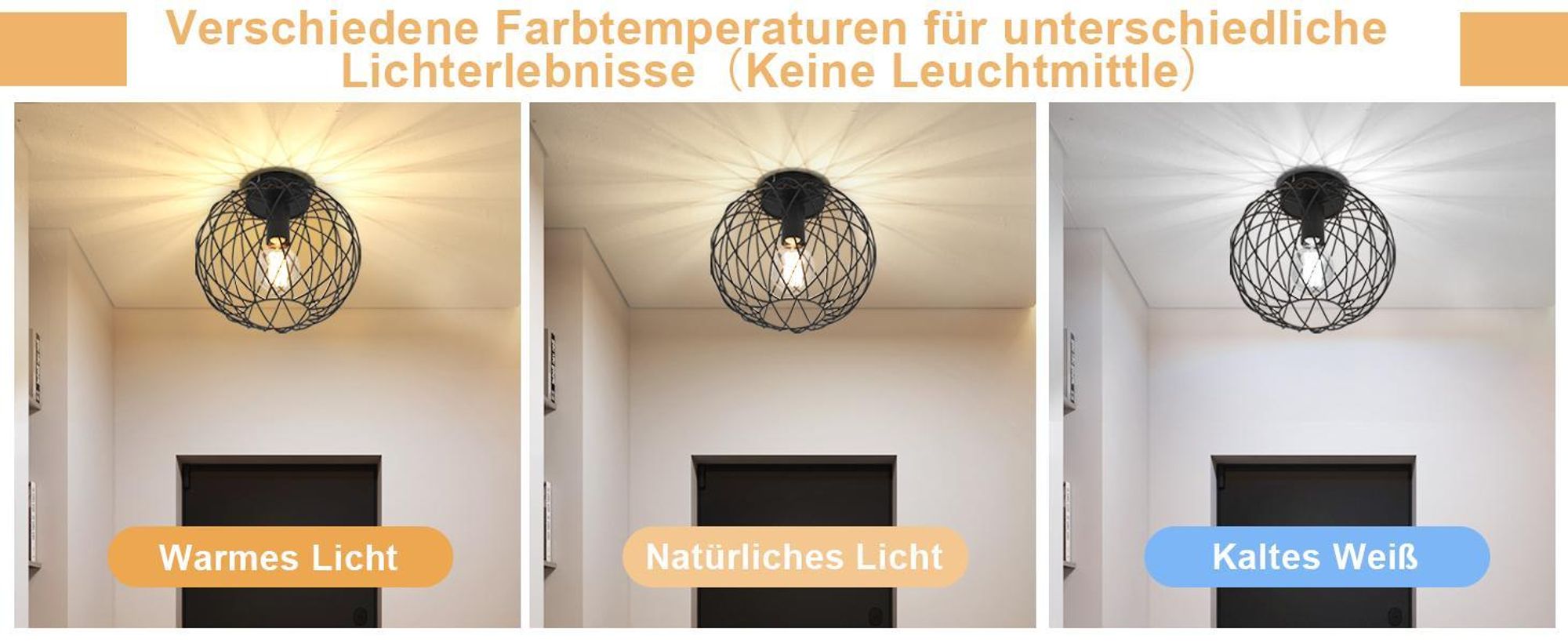 Lampe de plafond ZMH à 1 ampoule, lampe de salle à manger Ø 25 cm, plafonnier de couloir E27, style industriel, cage métallique, grille rétro, pour salon, cuisine, chambre à coucher, noir