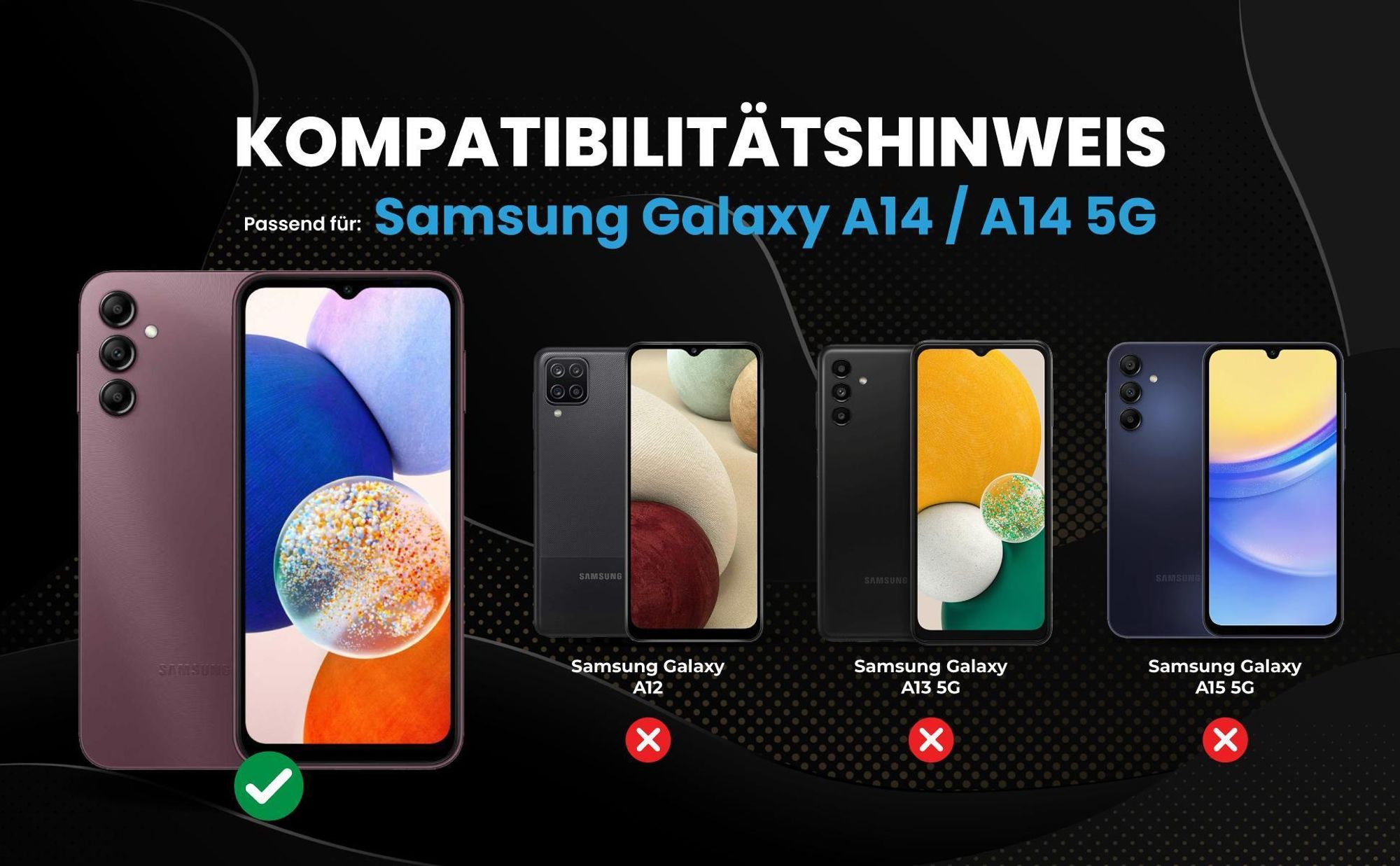 Kompatibilitätshinweise Hülle für Samsung Galaxy A14 / A14 5G