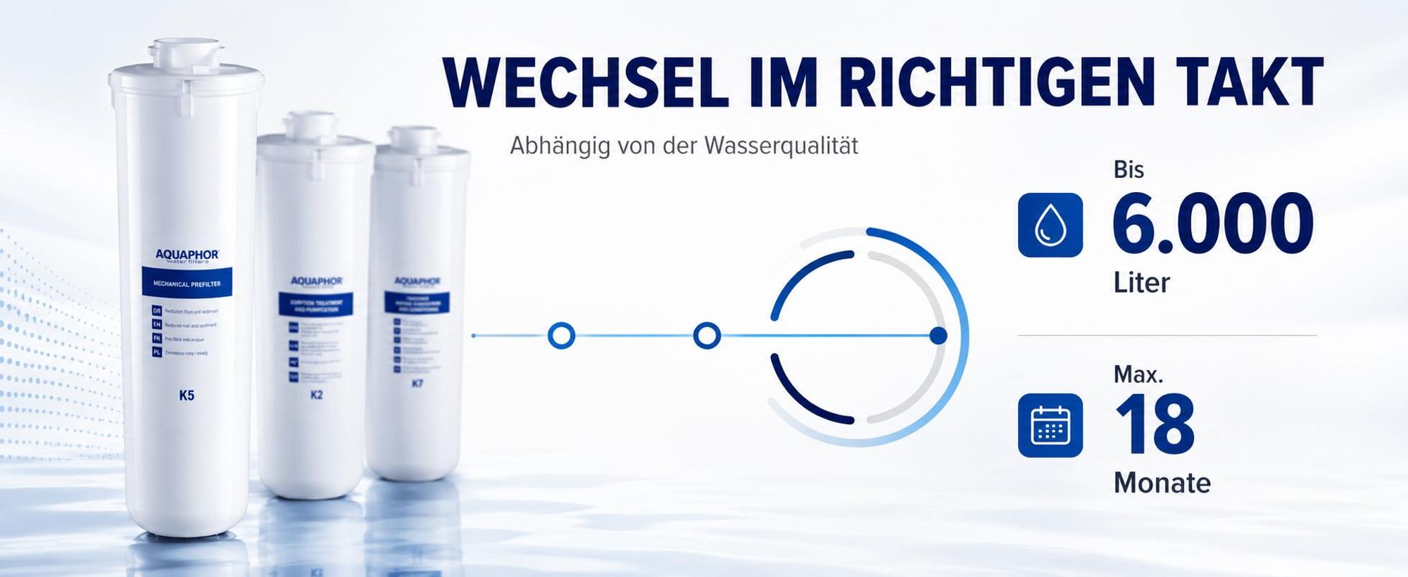 AQUAPHOR Crystal A TRIO Trinkwasserfiltersystem mit 1 Wege Wasserhahn, Keimsperre gegen Bakterien, aktives Chlor, Schwermetalle, Pharmazeutika, Medikamente und Mikroplastik