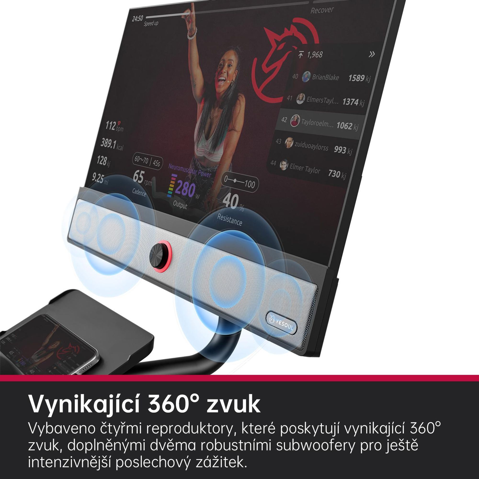 YESOUL G1M Plus – smart stacionárny bicykel, tichý magnetický odpor, pohodlné sedadlo, 21,5" FHD displej
