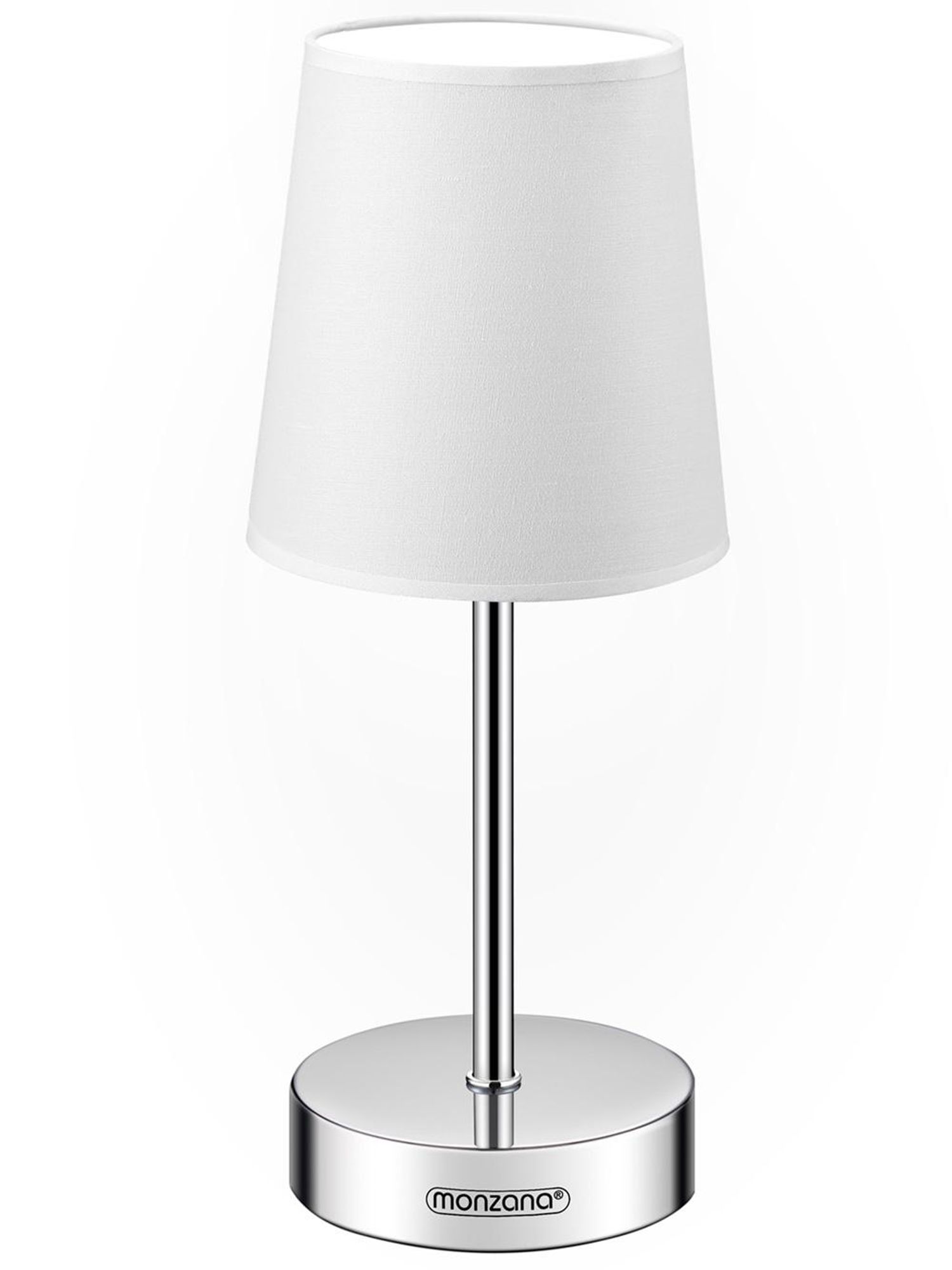 MONZANA Nachttischlampe, Tischlampe mit Kabel, 32 cm, Weiß