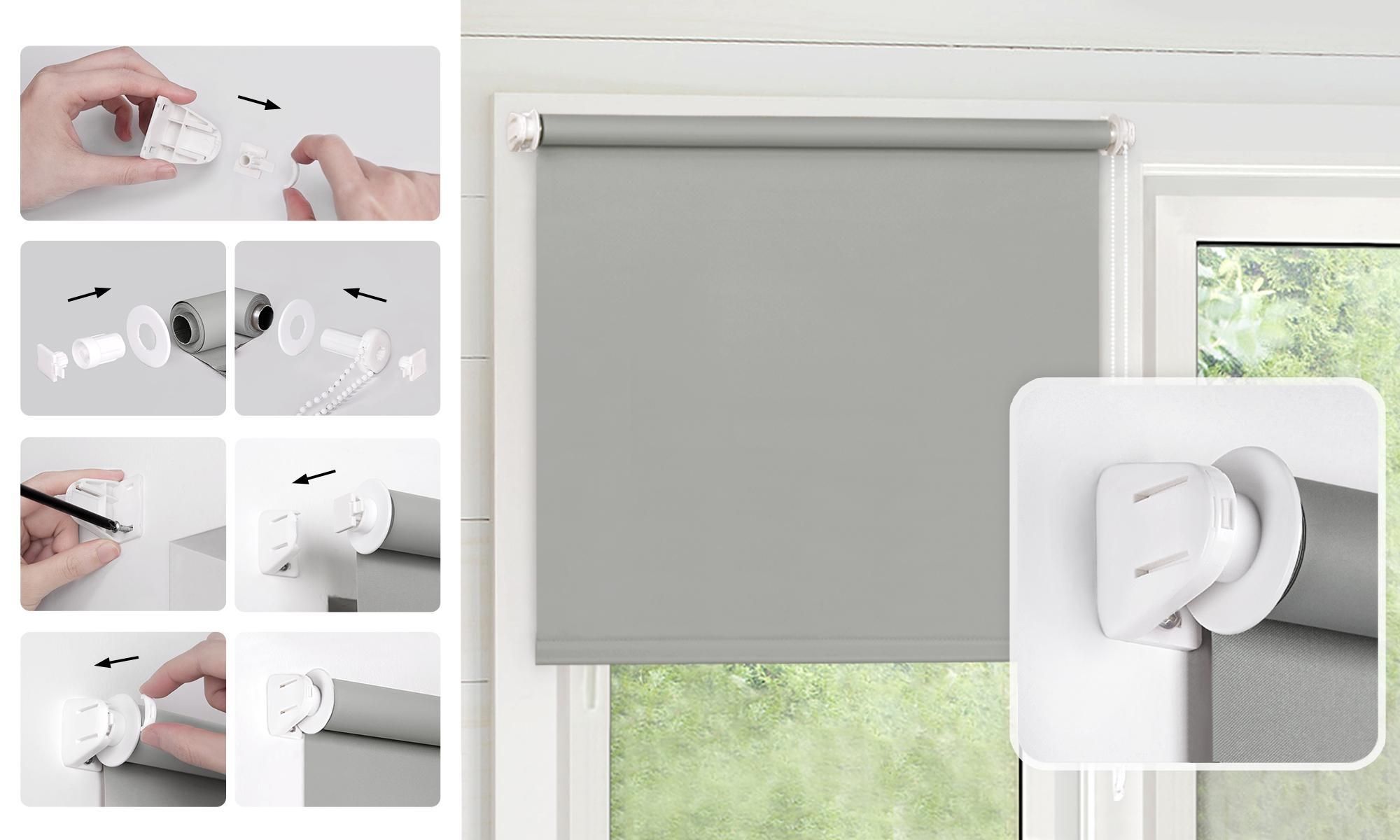 Verdunkelungsrollo Fenster ohne Bohren Klemmfix 80x150cm dunkelblau VICTORIA M