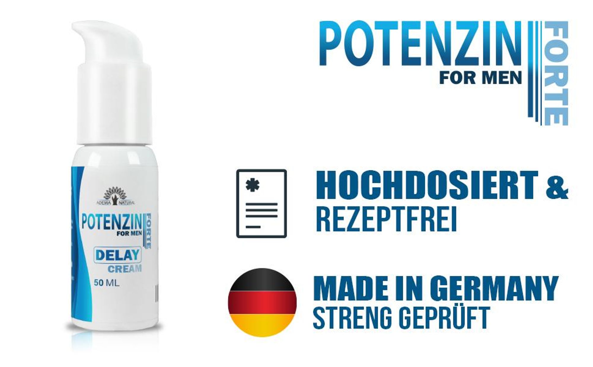Adema Natural® Delay Cream - Verzögerung für den Mann – Potenz steigernd – für maximale Leistung – Delay - Verzögerung der Ejakulation - mehr Potenz