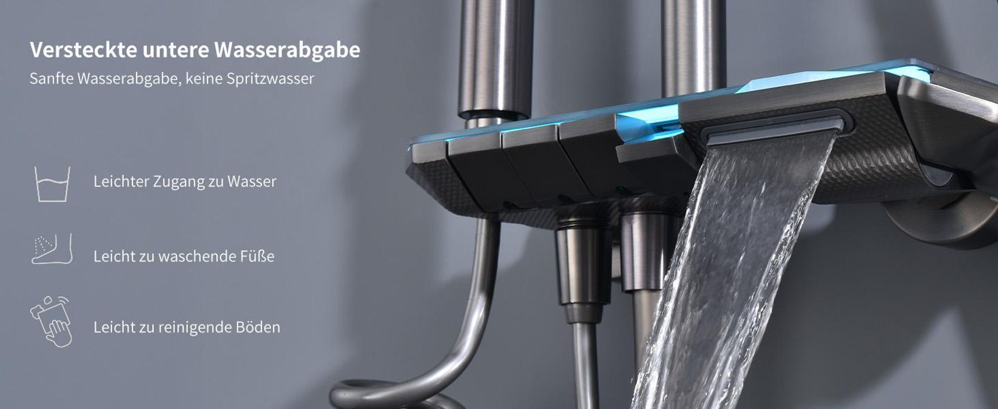 Homelody Duschsystem Messing 4 Wasserausgabe Modi, Duscharmatur Komplettset，Duschset Digitale Temperaturanzeige mit Atmosphärenlicht，Dusche Komplett