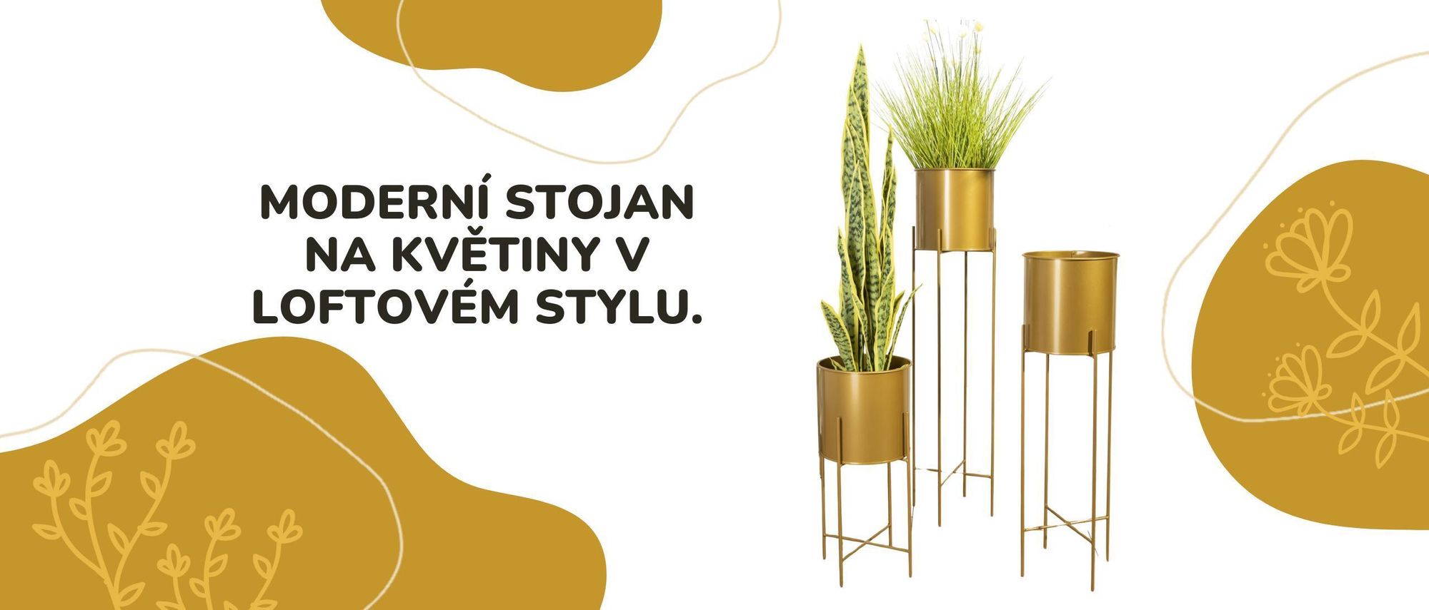 Howhomely, stojan na rostliny, stojan na květiny, květináč, kov, černá, zlatá