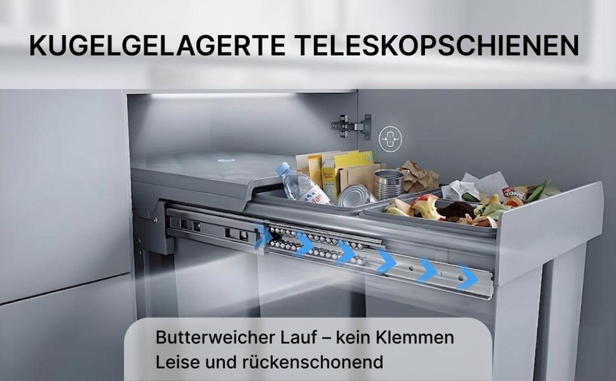MinteLiv Einbaumülleimer 20L+2x10L Mülltrennsystem Ausziehbar, Stahlrahmen, 48x33,5x42cm
