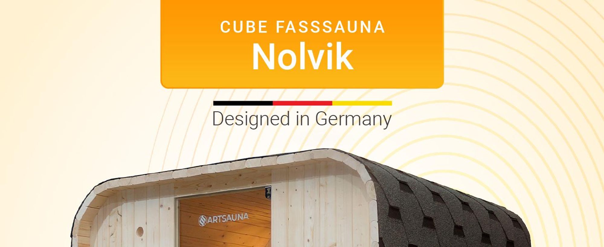 Artsauna Cube Fasssauna Fjora L für 6 Personen, mit 9kW Ofen, Glasfront & Zubehör