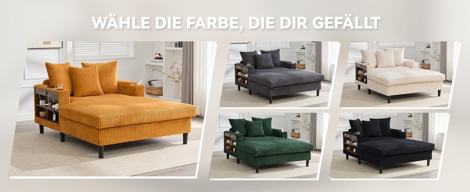 LVHOM Schlafsofa mit LED & USB, Chaiselongue mit Becherhalter & Stauraum, großes Einzelsofa bis 300kg belastbar, inkl. 3 Kissen, 129x170cm, Grün