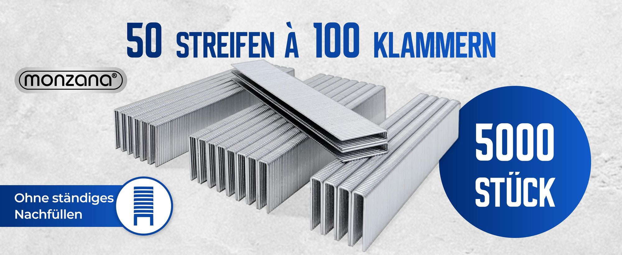 MONZANA® Tackerklammern 25 mm Verzinkt Passgenau für Druckluft Elektro Akku Tacker 5000 Stück 5,8 mm Für Montage Innenausbau Möbel