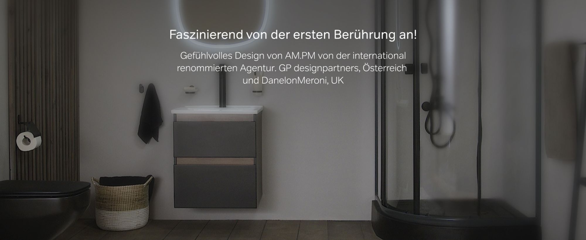 Schwarz Set für Dusche AM.PM: Brausethermostat& Duschset (Handbrause&Stange)|Brauseset: Handbrause, Duschstange und Thermostat|Duschset und Duschthermostat, rund|Duscharmatur mit Thermostat für Badezimmer und Brauseset|F428TA46,matt