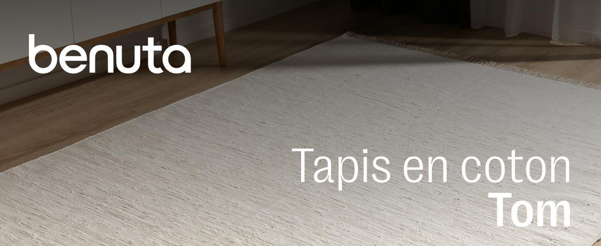 benuta tapis en coton Tom Noir/Blanc 80x250 cm couloir scandinave pour salon à coton rectangulaire