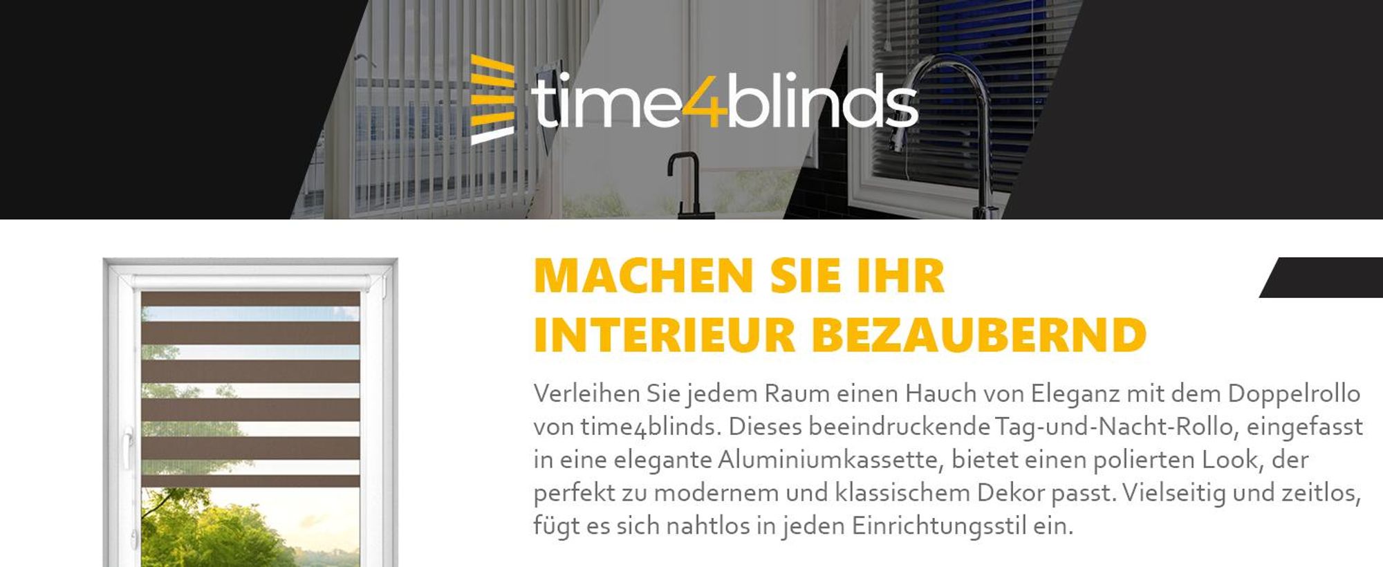 time4blinds - Doppelrollo ohne Bohren - Zebra Rollos für Fenster und Türen - Klassisch Weiß, 800x700, Rechts