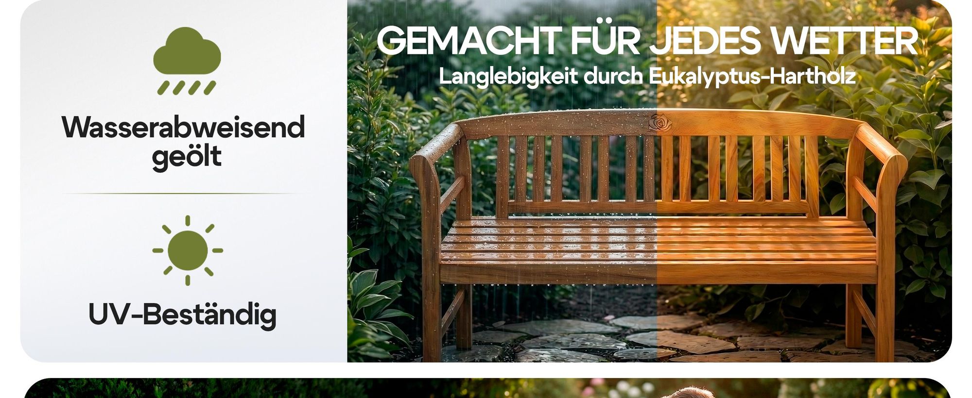 CASARIA® Gartenbank  3-Sitzer FSC®-Zertifiziert, Wetterfest