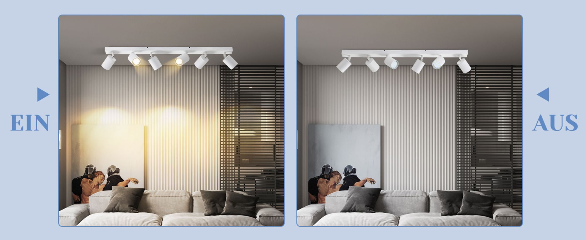 ZMH LED Deckenstrahler 6 Flammig Deckenlampe Deckenstrahler GU10 Metall Deckenspots Schwenkbar 350° Strahler für Wohnzimmer Schlafzimmer Flur Weiß