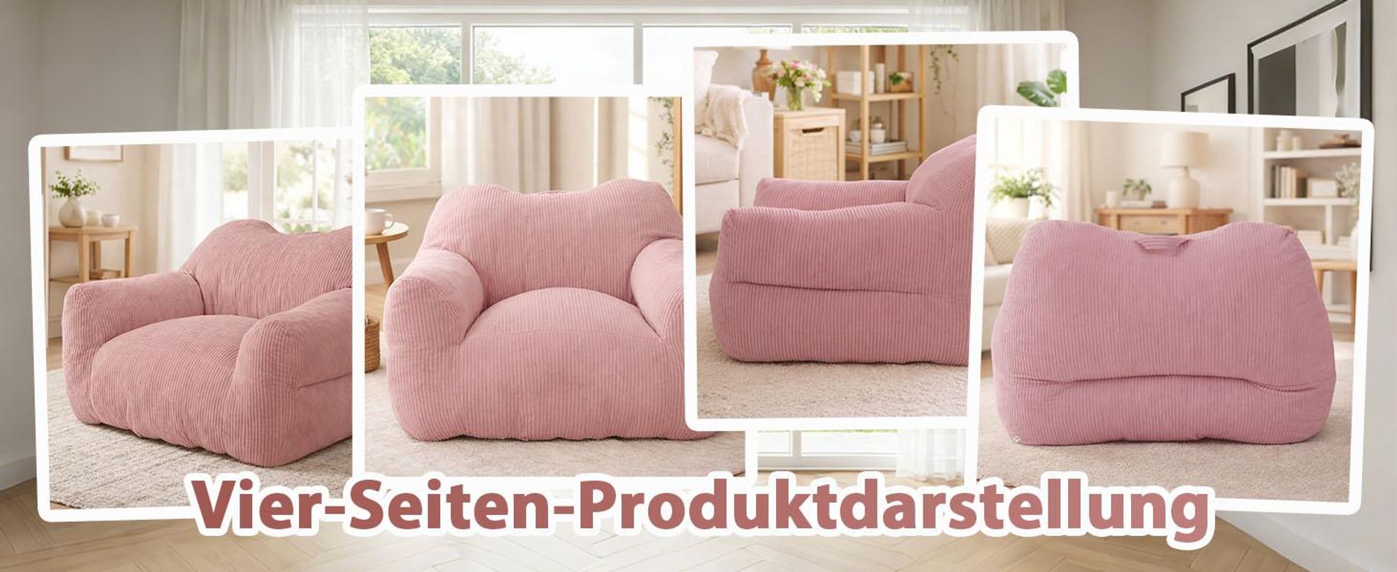 XXL Sitzsack für Erwachsene mit Schaumstofffüllung, quadratisches Bodensofa