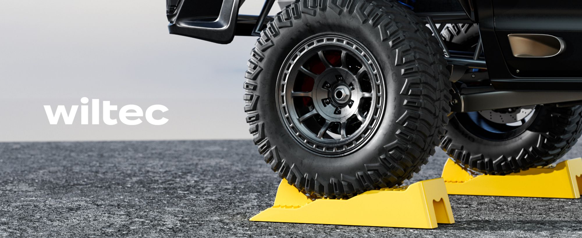 Wiltec Stufenkeile Paar 40/70/100 mm mit Stopper, Auffahrkeile 2er-Set mit 3 t Traglast, Ausgleichskeile für Wohnwagen, Wohnmobil, Camper usw.