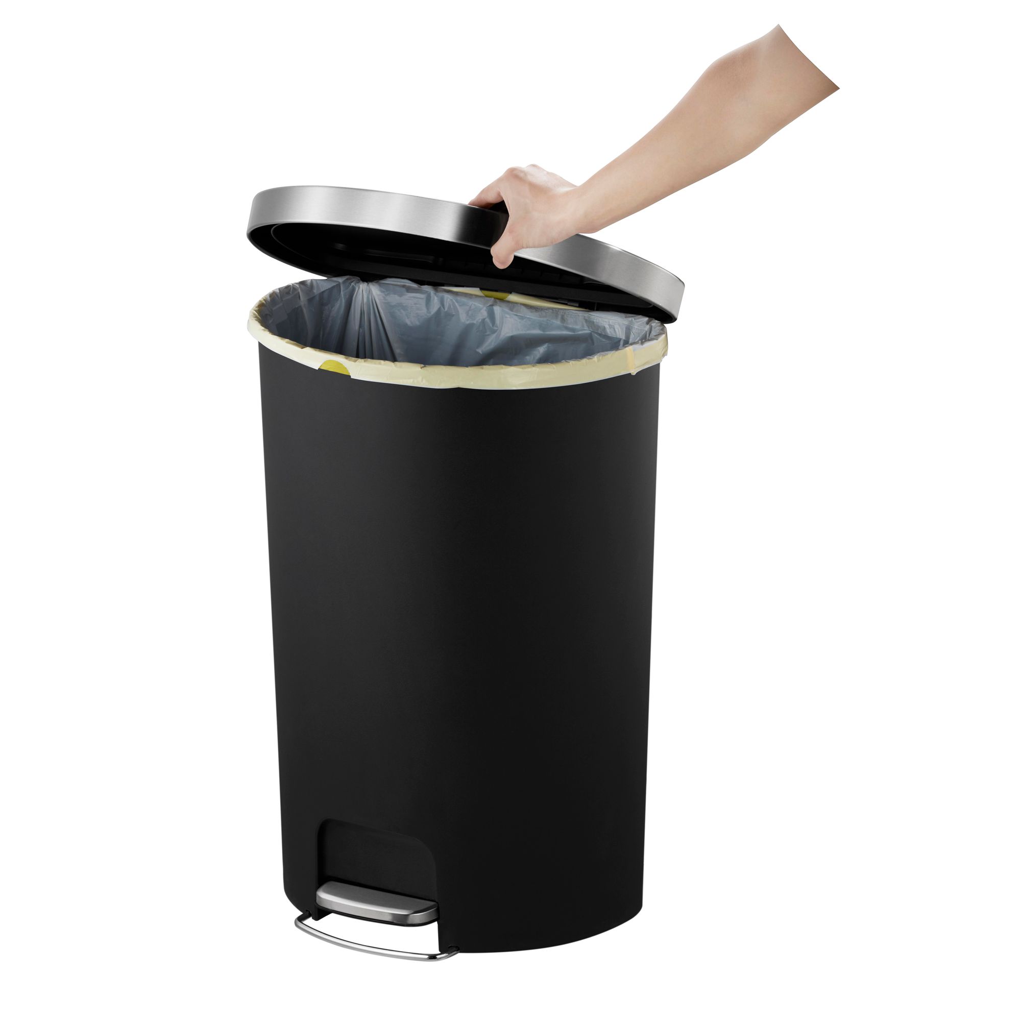 EKO - Hana půlkruhový pedálový koš 55 litrů - plast - černý