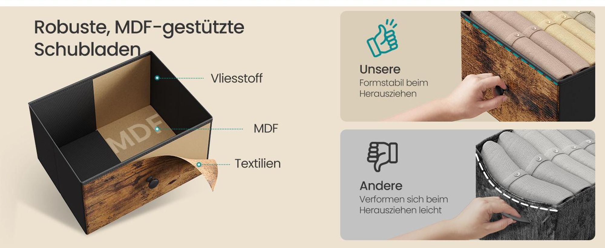 SONGMICS Konsolentisch mit LED-Beleuchtung, schmaler Konsolentisch mit Steckdose, Flur oder Wohnzimmer, 2 Schubladen, braun