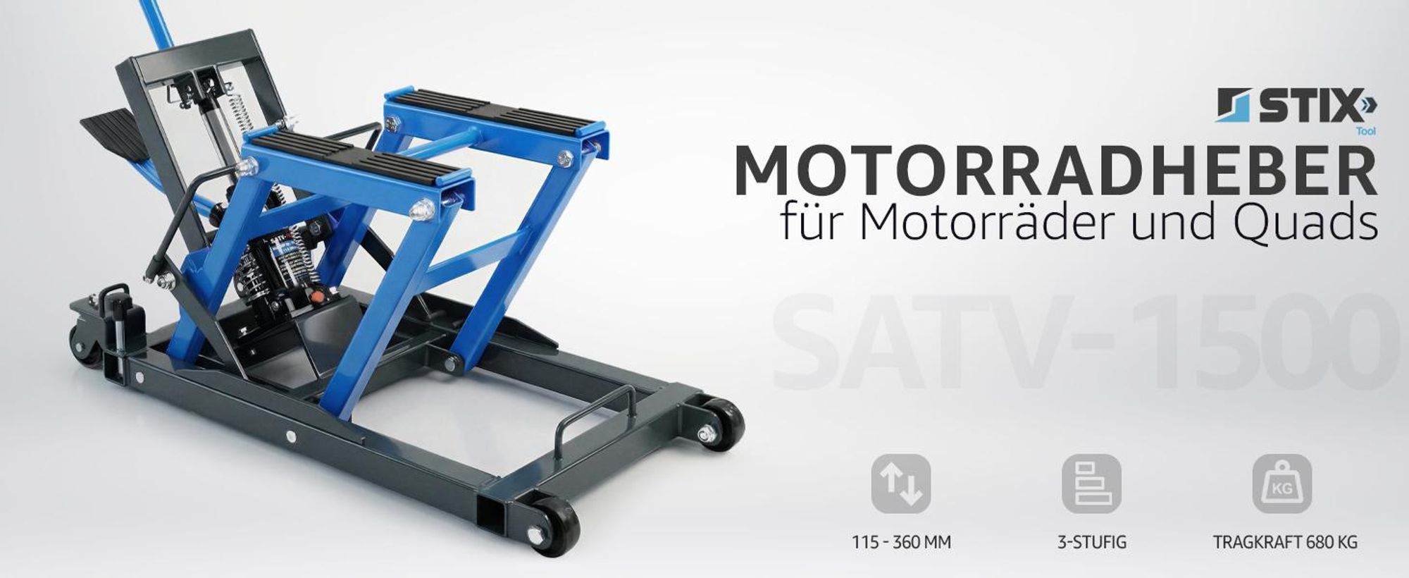 STIX SATV-1500 Hydraulischer Motorradheber 680 kg ATV Quad Werkstatt