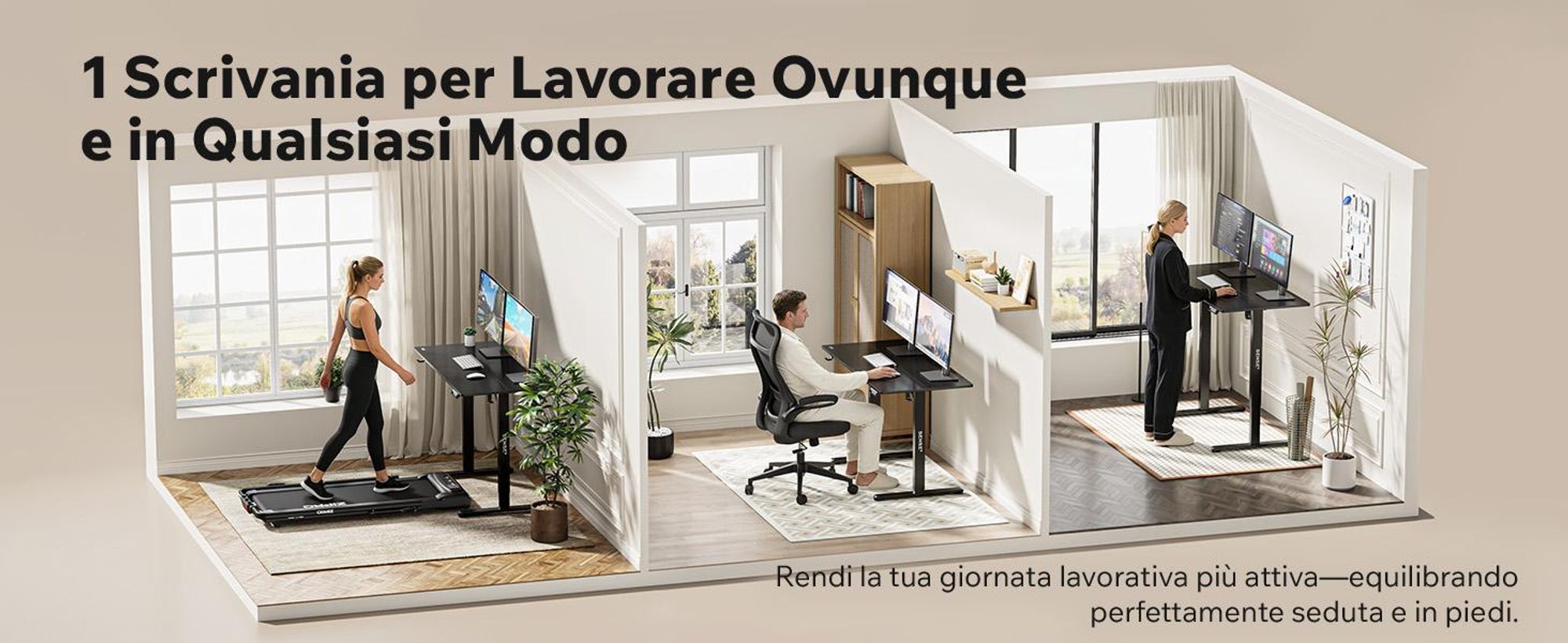 SENSE7 NOJO Light - Struttura per scrivania regolabile in altezza elettricamente | 72-118 cm, funzione memoria, supporto per cuffie, carico massimo 70 kg, struttura in acciaio