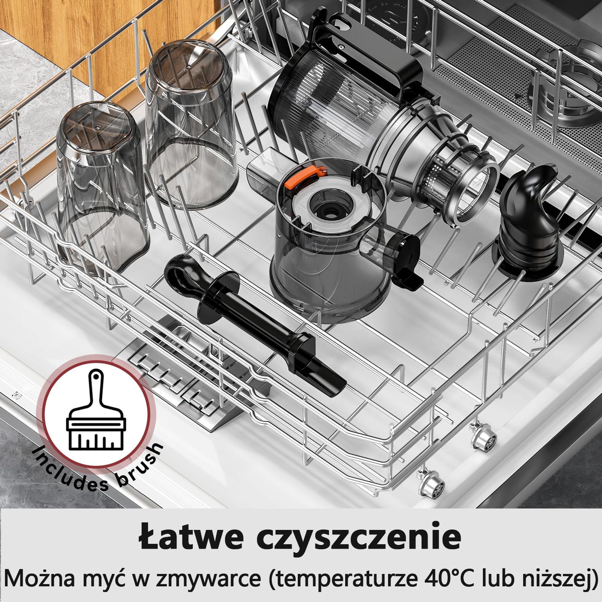 LINKChef SJ-051-EU-BL Wolnoobrotowa Sokowirówka -   200W Moc 1.2L Duża pojemność Dwie tacki do podawania sokuŁatwe czyszczenie - Czarny